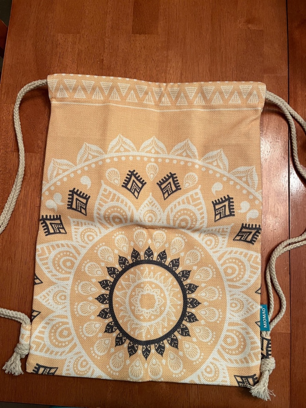 Yellow Mandala Drawstring Backpack